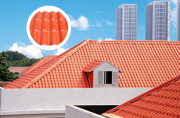 Teja de techo de PVC con aislamiento térmico de ladrillo rojo Villa